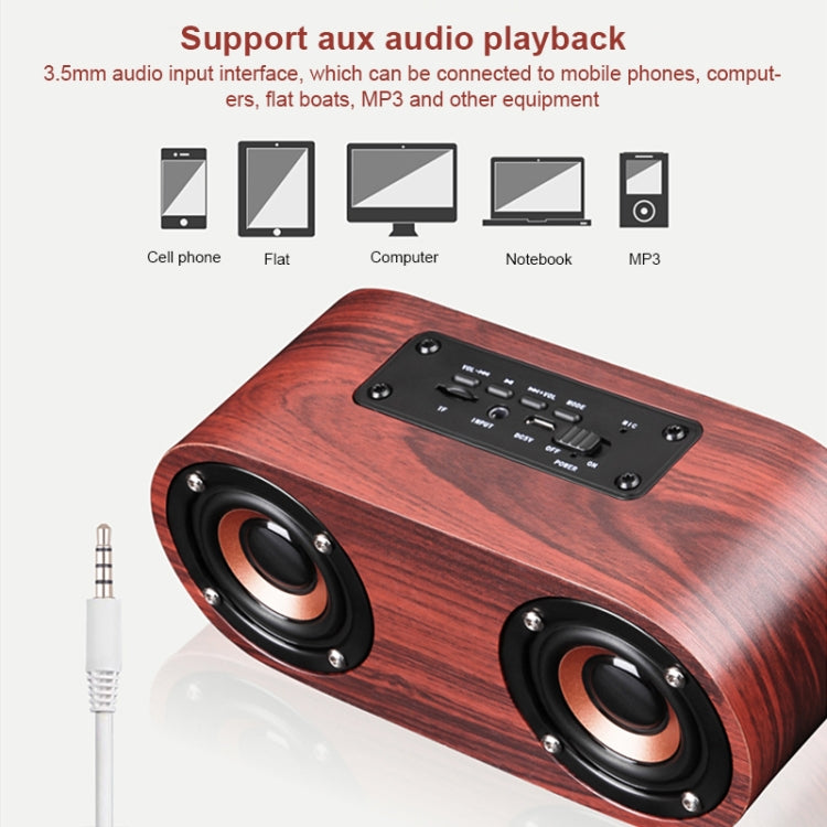 Q8 Bluetooth 4.2 Klassischer Bluetooth-Lautsprecher aus Holz mit Doppeltönern, Q8 (Rotbraune Holzmaserung), Q8 (Walnussmaserung)