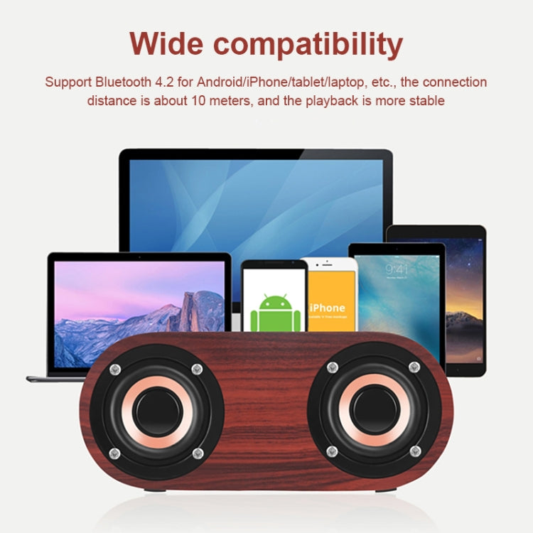Q8 Bluetooth 4.2 Klassischer Bluetooth-Lautsprecher aus Holz mit Doppeltönern, Q8 (Rotbraune Holzmaserung), Q8 (Walnussmaserung)