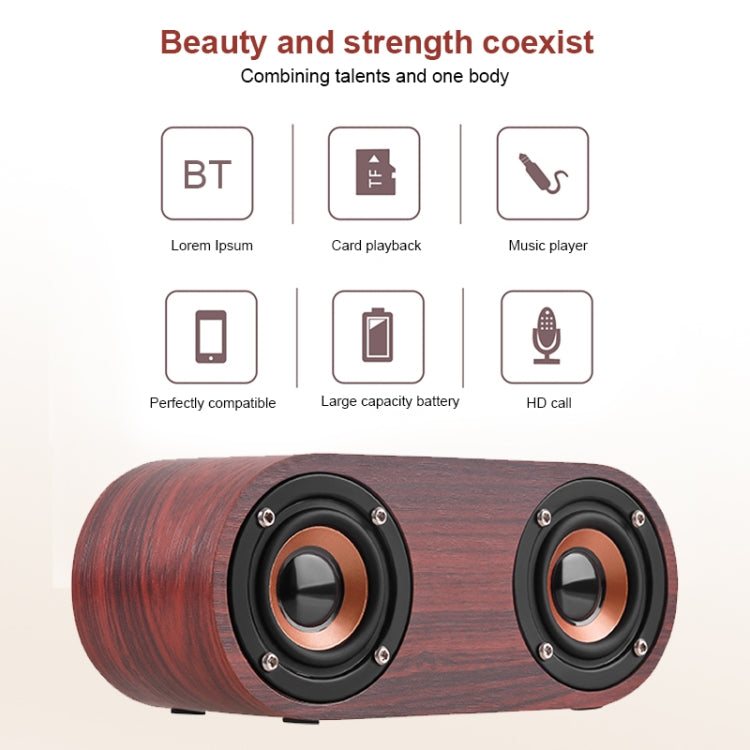 Q8 Bluetooth 4.2 Klassischer Bluetooth-Lautsprecher aus Holz mit Doppeltönern, Q8 (Rotbraune Holzmaserung), Q8 (Walnussmaserung)