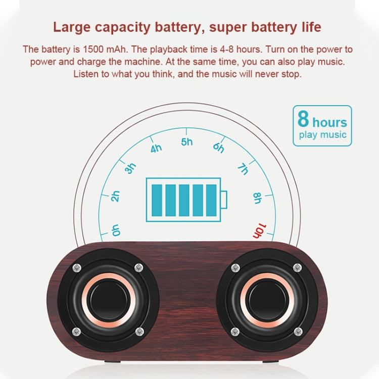 Q8 Bluetooth 4.2 Klassischer Bluetooth-Lautsprecher aus Holz mit Doppeltönern, Q8 (Rotbraune Holzmaserung), Q8 (Walnussmaserung)