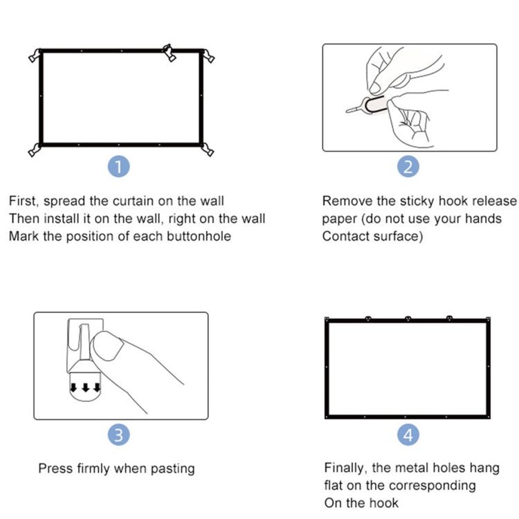 Faltbare Milchseide Polyester Projektorleinwand, 60 Zoll (16:9) Projektionsfläche: 133 x 75cm, 60 Zoll (4:3) Projektionsfläche: 120 x 90cm, 72 Zoll (16:9) Projektionsfläche: 159 x 90cm, 72 Zoll (4:3) Projektionsfläche: 146 x 110cm