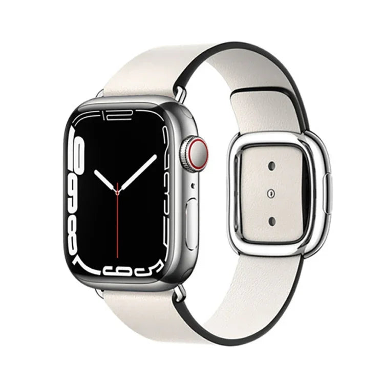 Modernes Lederarmband für Apple Watch (49 mm / 46 mm / 45 mm / 44 mm / 42 mm), Apple Watch Ultra (49 mm), Apple Watch Series 8 &amp; 7 (45 mm), Apple Watch SE 2 &amp; 6 &amp; SE 5 &amp; 4 (44 mm) und Apple Watch Series 3 &amp; 2 &amp; 1 (42 mm).
