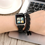 Handgewebtes Lederarmband für Apple Watch Series 6 & SE & 5 & 4 44mm / 3 & 2 & 1 42mm, für Apple Watch Ultra 49mm / Series 8&7 45mm / SE 2&6&SE&5&4 44mm / 3&2&1 42mm, für Apple Watch Series 7 45mm / 6 & SE & 5 & 4 44mm / 3 & 2 & 1 42mm