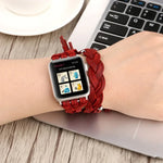Handgewebtes Lederarmband für Apple Watch Series 6 & SE & 5 & 4 44mm / 3 & 2 & 1 42mm, für Apple Watch Ultra 49mm / Series 8&7 45mm / SE 2&6&SE&5&4 44mm / 3&2&1 42mm, für Apple Watch Series 7 45mm / 6 & SE & 5 & 4 44mm / 3 & 2 & 1 42mm