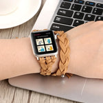 Handgewebtes Lederarmband für Apple Watch Series 6 & SE & 5 & 4 44mm / 3 & 2 & 1 42mm, für Apple Watch Ultra 49mm / Series 8&7 45mm / SE 2&6&SE&5&4 44mm / 3&2&1 42mm, für Apple Watch Series 7 45mm / 6 & SE & 5 & 4 44mm / 3 & 2 & 1 42mm