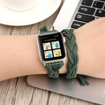 Handgewebtes Lederarmband für Apple Watch Series 6 & SE & 5 & 4 44mm / 3 & 2 & 1 42mm, für Apple Watch Ultra 49mm / Series 8&7 45mm / SE 2&6&SE&5&4 44mm / 3&2&1 42mm, für Apple Watch Series 7 45mm / 6 & SE & 5 & 4 44mm / 3 & 2 & 1 42mm