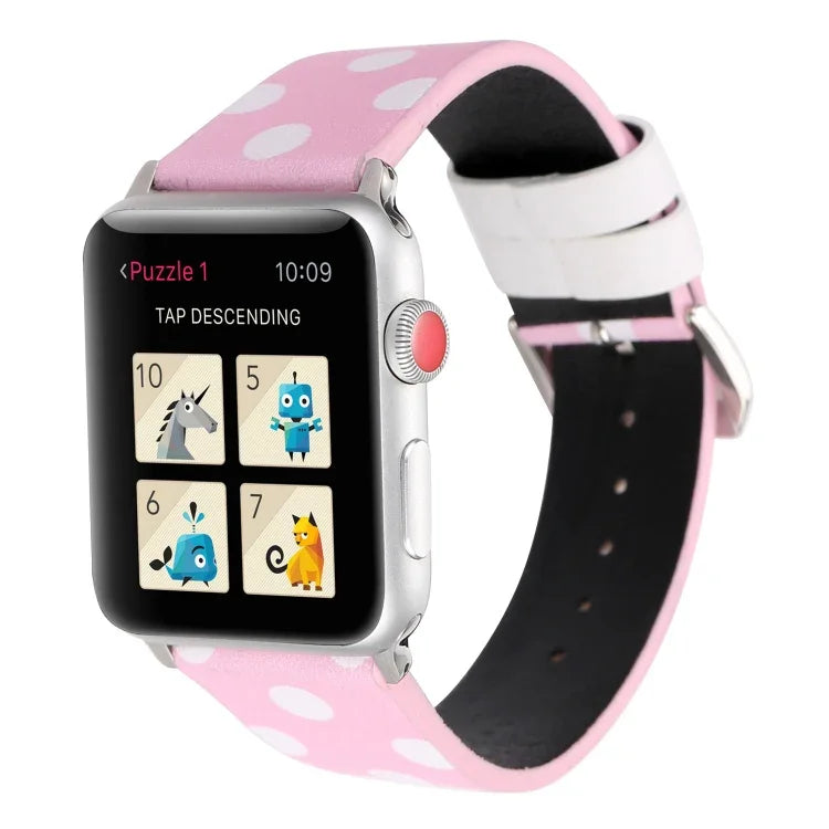 Fashion Wave Dot Series Leather Replacement Watchbands For Apple Watch Series 6 & SE & 5 & 4 40mm / 3 & 2 & 1 38mm, For Apple Watch Series 8&7 41mm / SE 2&6&SE&5&4 40mm / 3&2&1 38mm