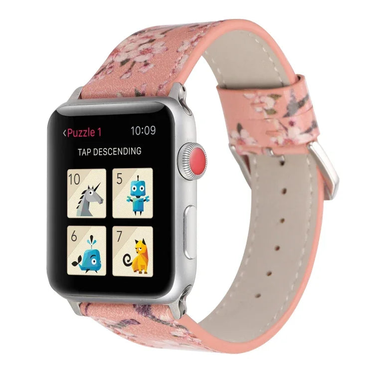 Plum Series Leder Ersatz-Uhrenarmbänder für Apple Watch Series 6 & SE & 5 & 4 44mm / 3 & 2 & 1 42mm, für Apple Watch Ultra 49mm / Series 8&7 45mm / SE 2&6&SE&5&4 44mm / 3&2&1 42mm, für Apple Watch Series 7 45mm / 6 & SE & 5 & 4 44mm / 3 & 2 & 1 42mm