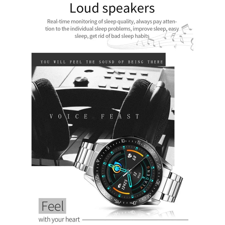 GT3 Smartwatch mit 1,3 Zoll großem, rundem Vollbilddisplay, unterstützt Schlafüberwachung, Herzfrequenzmessung und Temperaturüberwachung.