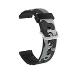 Silikon-Ersatzarmband in Tarnmuster mit silberner Schließe, 20 mm für Samsung Galaxy Watch 3 (41 mm), 22 mm für Samsung Galaxy Watch 3 (45 mm), 20 mm für Samsung Galaxy Watch Active2 (44 mm), 20 mm für Huawei Watch GT 2 (42 mm) ...