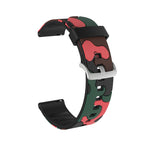 Camouflage Silicone Replacement Wrist Strap Watchband with Silver Buckle, 20mm For Fossil Gen 5 Carlyle, 20mm For Fossil Hybrid Smartwatch HR, 20mm For Fossil Mens Gen 4 Explorist HR, 20mm For Fossil Mens Sport