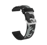 Camouflage Silicone Replacement Wrist Strap Watchband with Silver Buckle, 20mm For Fossil Gen 5 Carlyle, 20mm For Fossil Hybrid Smartwatch HR, 20mm For Fossil Mens Gen 4 Explorist HR, 20mm For Fossil Mens Sport