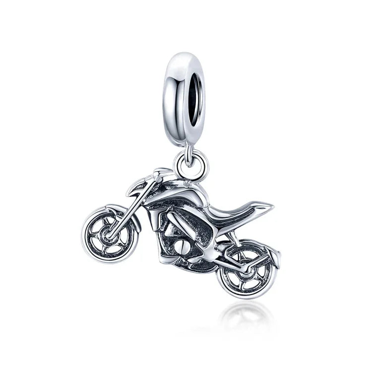 Motorradanhänger aus 925er Sterlingsilber, DIY-Armband- und Halskettenzubehör, Motorrad
