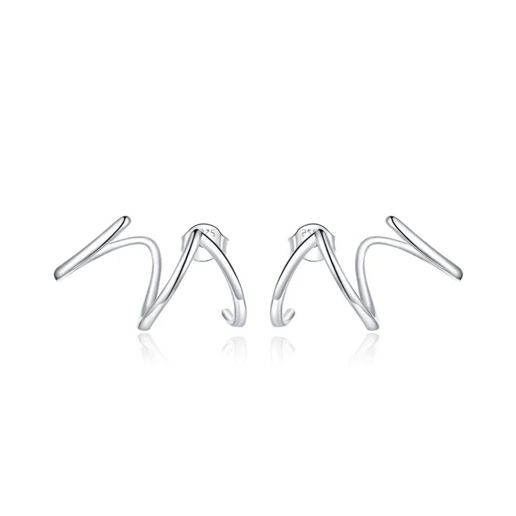 Schlichte Ohrringe aus 925er Sterlingsilber mit Linienmuster für Damen