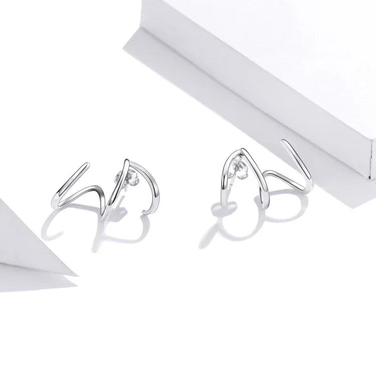 Schlichte Ohrringe aus 925er Sterlingsilber mit Linienmuster für Damen