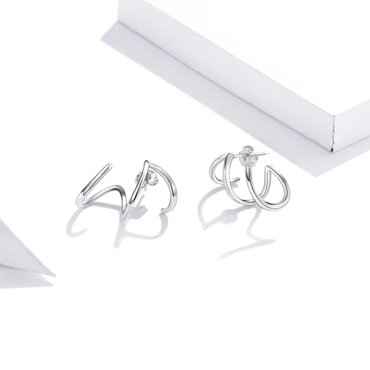 Schlichte Ohrringe aus 925er Sterlingsilber mit Linienmuster für Damen