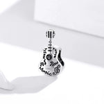Einfache Gitarrenperlen aus 925er Sterlingsilber, DIY-Armband- und Halskettenzubehör, Gitarre