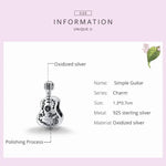 Einfache Gitarrenperlen aus 925er Sterlingsilber, DIY-Armband- und Halskettenzubehör, Gitarre