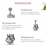 Einfache Gitarrenperlen aus 925er Sterlingsilber, DIY-Armband- und Halskettenzubehör, Gitarre