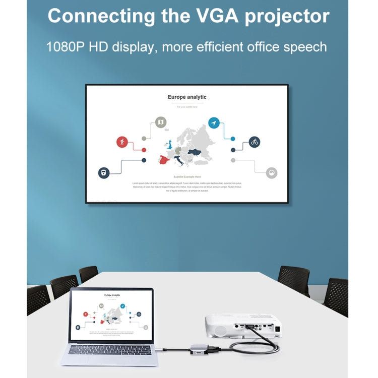 HW-6002 2-in-1 Typ-C / USB-C zu HDMI + VGA Adapter Konverter, HW-6002
