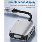 HW-6002 2-in-1 Typ-C / USB-C zu HDMI + VGA Adapter Konverter, HW-6002