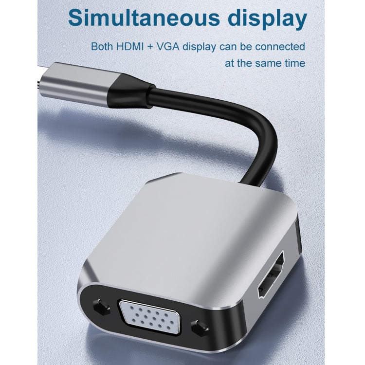 HW-6002 2-in-1 Typ-C / USB-C zu HDMI + VGA Adapter Konverter, HW-6002