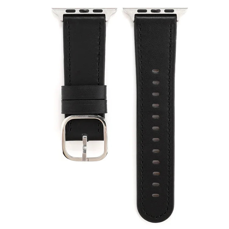 Modernes Armband aus echtem Leder mit Dornschließe, passend für Apple Watch Series 7 (41 mm), 6, SE, 5, 4 (40 mm), 3, 2, 1 (38 mm) und 7 (45 mm), 6, SE, 5, 4 (44 mm) sowie 3, 2, 1 (42 mm).