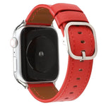 Modernes Armband aus echtem Leder mit Dornschließe, passend für Apple Watch Series 7 (41 mm), 6, SE, 5, 4 (40 mm), 3, 2, 1 (38 mm) und 7 (45 mm), 6, SE, 5, 4 (44 mm) sowie 3, 2, 1 (42 mm).