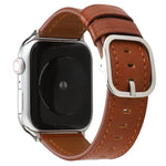 Modernes Armband aus echtem Leder mit Dornschließe, passend für Apple Watch Series 7 (41 mm), 6, SE, 5, 4 (40 mm), 3, 2, 1 (38 mm) und 7 (45 mm), 6, SE, 5, 4 (44 mm) sowie 3, 2, 1 (42 mm).