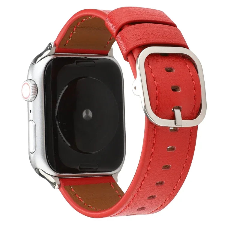 Modernes Armband aus echtem Leder mit Dornschließe, passend für Apple Watch Series 7 (41 mm), 6, SE, 5, 4 (40 mm), 3, 2, 1 (38 mm) und 7 (45 mm), 6, SE, 5, 4 (44 mm) sowie 3, 2, 1 (42 mm).