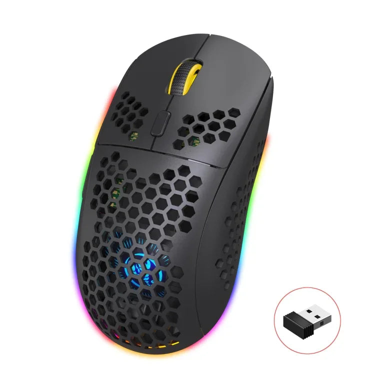 HXSJ T90 RGB-Licht Kabellose Gaming-Maus mit drei Modi