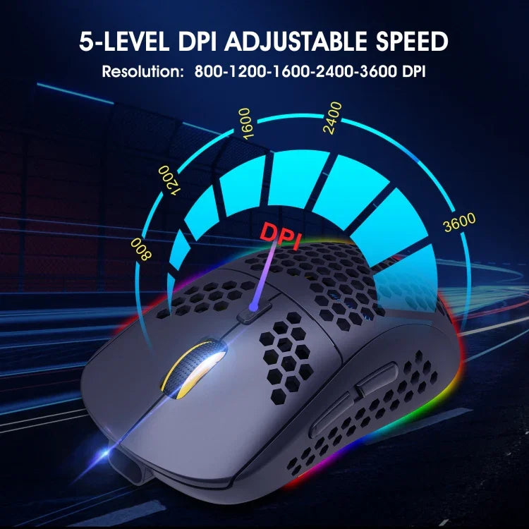 HXSJ T90 RGB-Licht Kabellose Gaming-Maus mit drei Modi