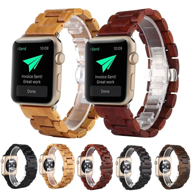 Ersatzarmband aus Holz für Apple Watch Series 7 (41 mm), Series 6, SE, Series 5 und Series 4 (40 mm) sowie Series 7 (45 mm), Series 6, SE, Series 5 und Series 4 (44 mm).