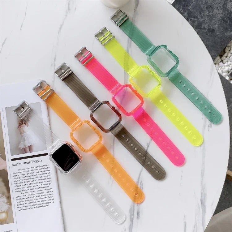 Transparentes TPU-Armband in Bonbonfarben für Apple Watch Series 6, SE, 5 und 4 (40 mm) sowie für Apple Watch Series 7 (41 mm) und Series 6, SE, 5 und 4 (40 mm).