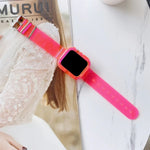 Transparentes TPU-Armband in Bonbonfarben für Apple Watch Series 6, SE, 5 und 4 (44 mm) sowie für Apple Watch Series 7 (45 mm) und Series 6, SE, 5 und 4 (44 mm).