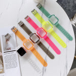 Transparentes TPU-Armband in Bonbonfarben für Apple Watch Series 6, SE, 5 und 4 (44 mm) sowie für Apple Watch Series 7 (45 mm) und Series 6, SE, 5 und 4 (44 mm).