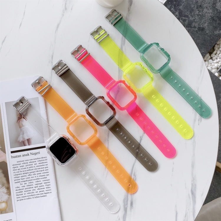 Transparentes TPU-Armband in Bonbonfarben für Apple Watch Series 6, SE, 5 und 4 (44 mm) sowie für Apple Watch Series 7 (45 mm) und Series 6, SE, 5 und 4 (44 mm).