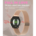 F80 Damen-Smartwatch mit 1,3-Zoll-TFT-Farbdisplay, IP68 wasserdicht, unterstützt Körpertemperaturmessung, Blutdruckmessung und Menstruationszyklus-Erinnerung