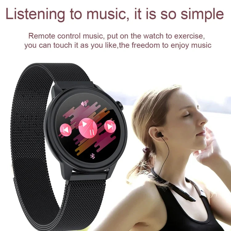 F80 Damen-Smartwatch mit 1,3-Zoll-TFT-Farbdisplay, IP68 wasserdicht, unterstützt Körpertemperaturmessung, Blutdruckmessung und Menstruationszyklus-Erinnerung