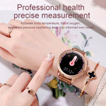 F80 Damen-Smartwatch mit 1,3-Zoll-TFT-Farbdisplay, IP68 wasserdicht, unterstützt Körpertemperaturmessung, Blutdruckmessung und Menstruationszyklus-Erinnerung