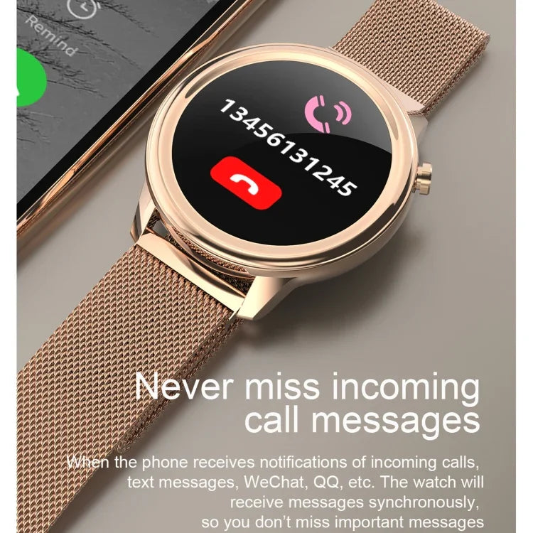 F80 Damen-Smartwatch mit 1,3-Zoll-TFT-Farbdisplay, IP68 wasserdicht, unterstützt Körpertemperaturmessung, Blutdruckmessung und Menstruationszyklus-Erinnerung