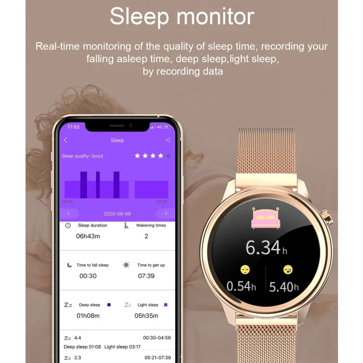 F80 Damen-Smartwatch mit 1,3-Zoll-TFT-Farbdisplay, IP68 wasserdicht, unterstützt Körpertemperaturmessung, Blutdruckmessung und Menstruationszyklus-Erinnerung