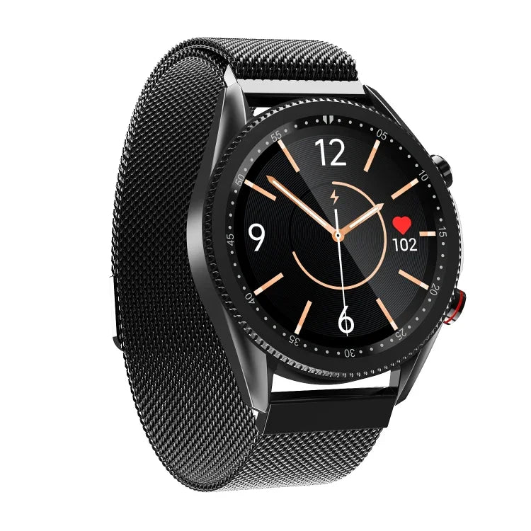 M98 Smartwatch mit 1,28 Zoll IPS-Farbbildschirm, IP67 wasserdicht, unterstützt Schlafüberwachung, Herzfrequenzmessung und Bluetooth-Anrufe, Ausführung: Stahlarmband, Stahlarmband (Schwarz), Stahlarmband (Silber)