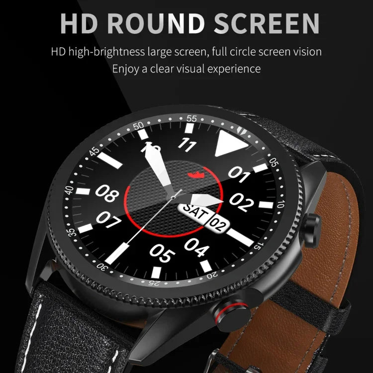 M98 Smartwatch mit 1,28 Zoll IPS-Farbbildschirm, IP67 wasserdicht, unterstützt Schlafüberwachung, Herzfrequenzmessung und Bluetooth-Anrufe, Stil: Lederarmband, Lederarmband (Silber), Lederarmband (Schwarz)
