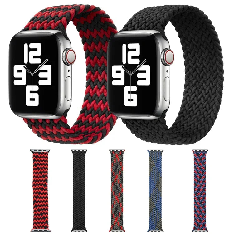 Mehrfarbige, geflochtene Nylon-Armbänder mit einfacher Schlaufe als Ersatz für Apple Watch Series 6 &amp; SE &amp; 5 &amp; 4 (40 mm) / 3 &amp; 2 &amp; 1 (38 mm), Größen: S, M, L