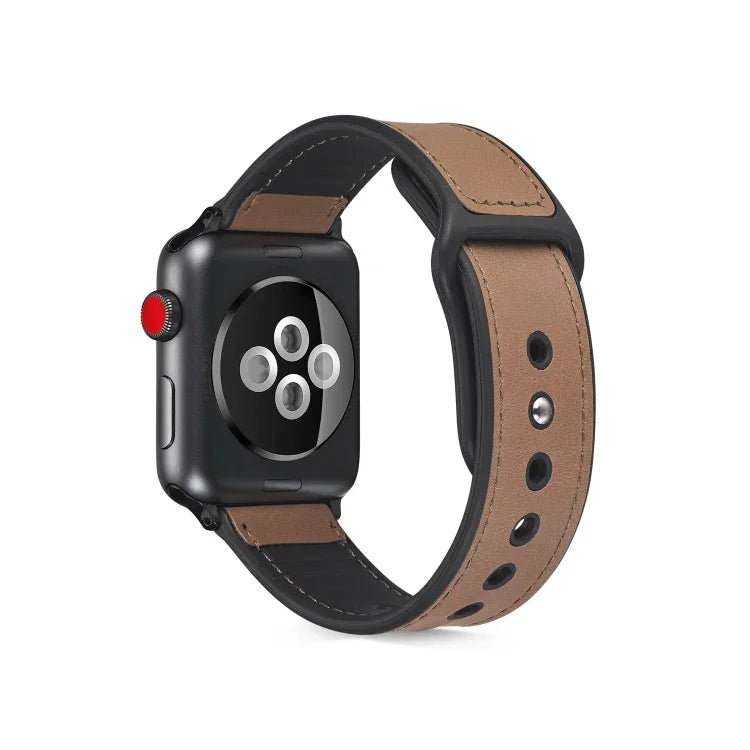 Paste Leather TPU Watchband For Apple Watch Series 6 & SE & 5 & 4 44mm / 3 & 2 & 1 42mm