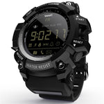 Lokmat MK16 Smartwatch mit LCD-Bildschirm, wasserdicht bis 50 m, unterstützt Benachrichtigungen, Fernauslöser für die Kamera und Bewegungserkennung.