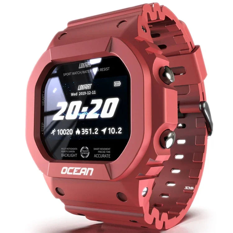 Lokmat OCEAN Smartwatch mit 1,14 Zoll TFT-Touchscreen, IP68 wasserdicht, unterstützt Benachrichtigungen, Schlafüberwachung und Sportaufzeichnung.