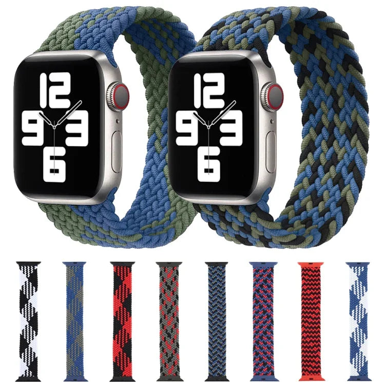 Kunststoffschließe, mehrfarbiges, geflochtenes Nylon-Armband mit einfacher Schlaufe, Ersatzarmband für Apple Watch Series 6 &amp; SE &amp; 5 &amp; 4 (40 mm) / 3 &amp; 2 &amp; 1 (38 mm), Größen: S, M, L, XL