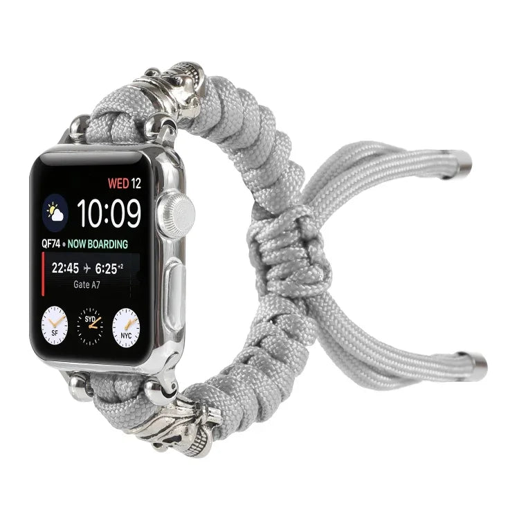 Skull Umbrella Cord Braided Watch Strap, For Apple Watch Ultra 49mm / Series 8&7 45mm / SE 2&6&SE&5&4 44mm / 3&2&1 42mm, For Apple Watch Series 8&7 41mm / SE 2&6&SE&5&4 40mm / 3&2&1 38mm                                                                  ...